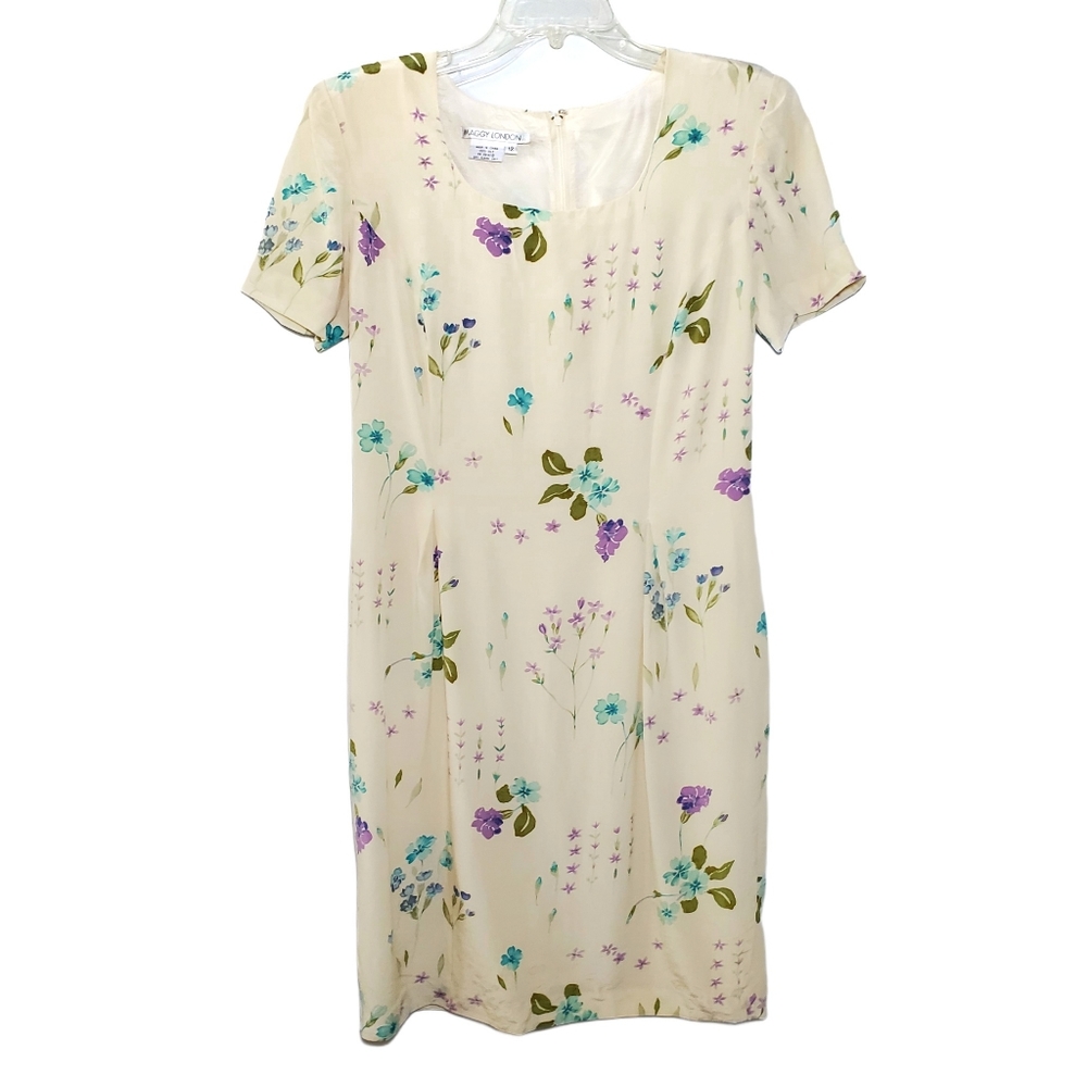 VINTAGE Silk Floral Tea Dress Size 12